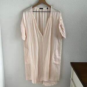 ATM Gauze Cotton Dress in Petal Boho Lagenlook Airy 100% Cotton Coastal Small